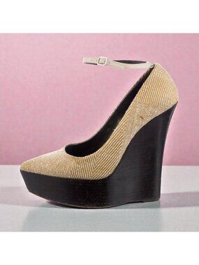 BURBERRY PRORSUM Spring Check Leicester 140 Wedge Pumps Size 39 / US 9